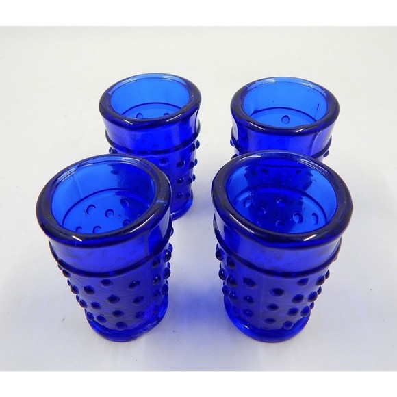Child's Cobalt Blue Hobnail Mini Water Pitcher With 4 Tumblers Glasses - Picture 9 of 9